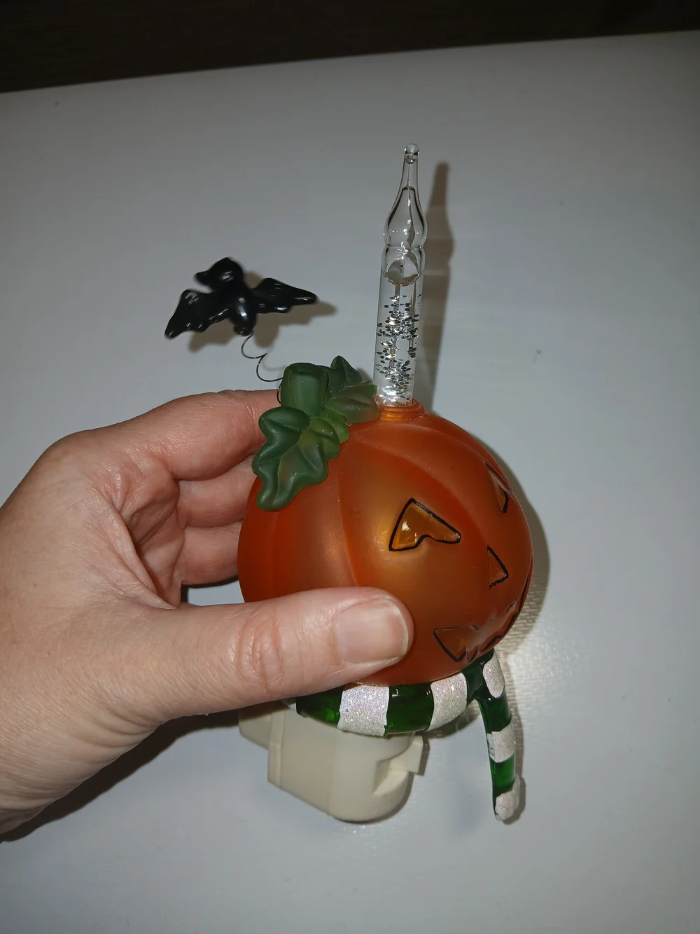 Halloween Pumpkin Plug-In Night Light with Green Scarf - Unknown Brand